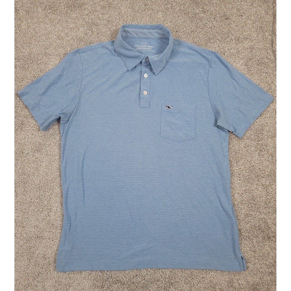 Vineyard Vines Mens Small Edgartown Polo Shirt in Jake Blue Seawall Stripe